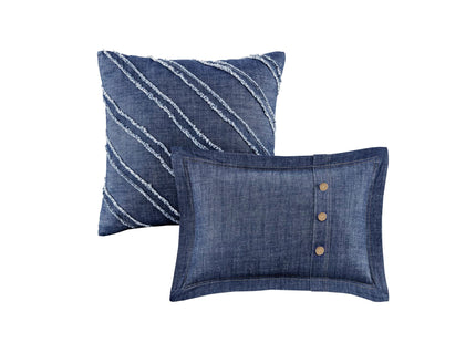 Woolrich Rustic Lodge Cabin Comforter Set - All Season Down Alternative Warm Bedding Layer and Matching Shams, Oversized Full, Perry, Denim Blue