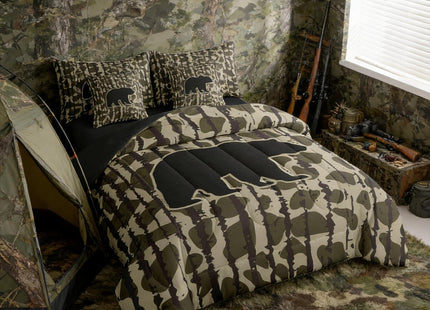 Feelyou Camouflage Camo Bear Comforter Set with Sheets 7 Piece Twin Size Cute Hunting Wild Animal Deer Bedding Set for Kids Boys Girls Rustic Farmhouse Bed in a Bag Decor Soft Lightweight Microfiber