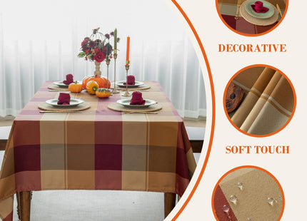 LOSIVISHE Plaid Waterproof Tablecloth for Thanksgiving Dinning 52x70 inch