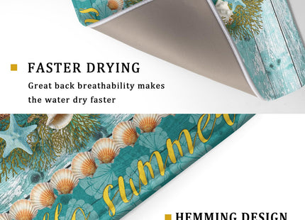 Coastal Wreath Dish Drying Mat 18x24 inch Starfish Shell Absorbent Microfiber Dish Rack Mats Drainer Pad Kitchen Countertop Accessories