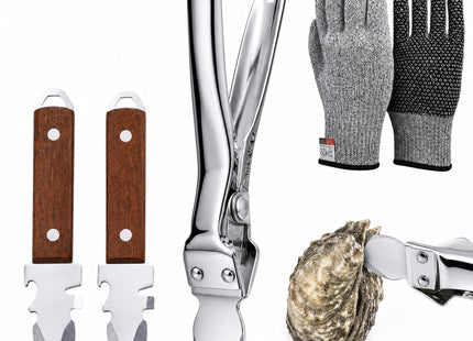 Oyster Shucking Knife Kit - Lever-Assisted Stainless Steel oyster shucker