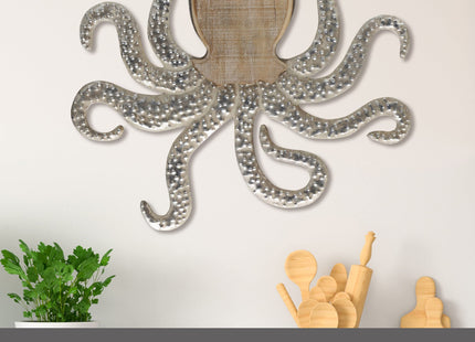 Elements Metal and Wood Octopus Wall Decor - 19 Inch
