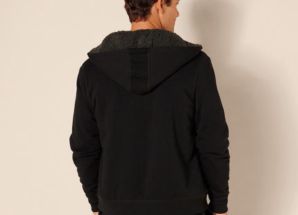 Amazon Essentials Men's Sherpa Lined Full-Zip Hooded Fleece Sweatshirt, Black, X-Large
