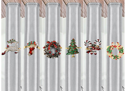 Set of 6 Christmas Napkin Rings Napkin Holder Rings Wreath Santa Claus Candy Cane Reindeer Christmas Tree Design for Holiday Party Dinner Table Decoration