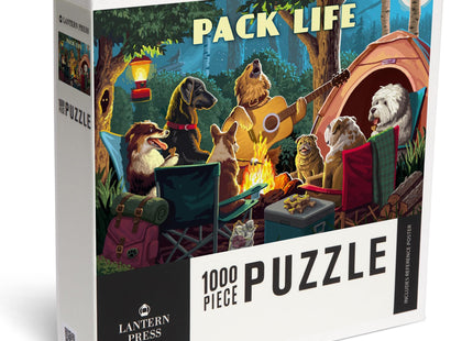 Pack Life Dogs Around Campfire Puzzle, 1000 Pieces by Lantern Press