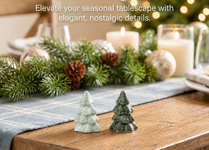 The Bridge Collection 3" Green Christmas Pine Tree Salt and Pepper Shakers