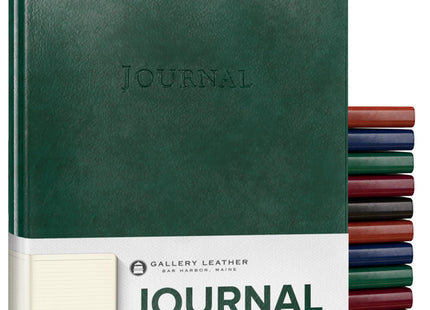 Gallery Leather Journal - Crafted in Maine, USA - Elegant Leather Writing Notebook with 192 Lined Pages - A Timeless Space for Your Thoughts - Acadia Green, 8x5.5, Desk Lined