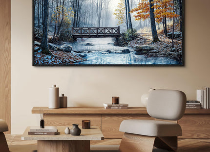 yiijeah Living Room Wall Art - Modern Wall Decor for Bedroom Office Decor Mountain Forest Landscapes Village Bridge Painting Framed Canvas Prints Ready to Hang Pictures Home Decor