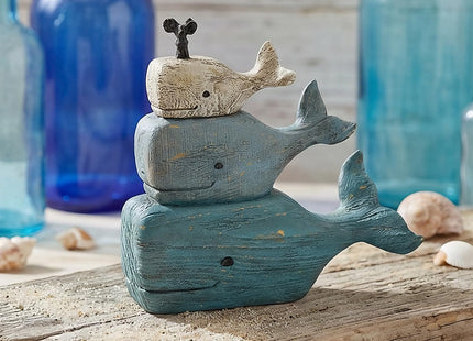 Guichifun Whale Statue, Distressed Navy, Ocean Coastal Decor