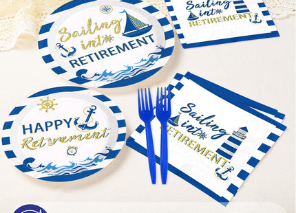 Greencian 96Pcs Nautical Retirement Party Decorations, Serves 24