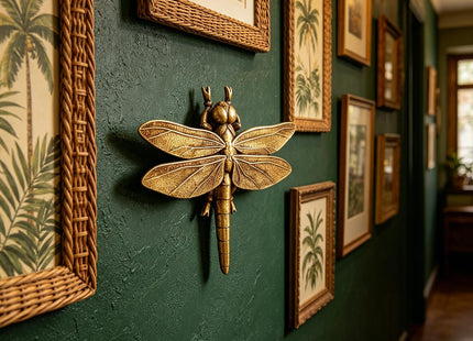 Semeid Large 3D Gold Dragonfly Wall Decor