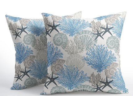 aportt Coastal Starfish Seashell Coral Pillow Covers 16x16 Inch Set of 2 Summer Nautical Beach Decorative Pillow Cases Sea Ocean Cotton Linen Cushion Case Farmhouse Home Decor for Sofa Couch Bedroom