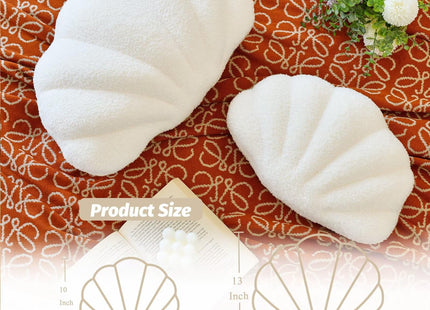Lfsaaj Ivory Seashell Throw Pillows, Shell Shaped Throw Pillows, 13 Inch Soft Home Decorative Pillow Plush Cushion for Bed Couch Living Sofa Room Decor Accent Throw Pillow