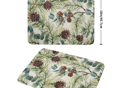 Winter Christmas Dish Drying Mat for Kitchen Counter 18x24 Evergreen Leaves Pinecone Holiday Theme Absorbent Reversible Microfiber Drying Mats Kitchen Countertop Protector Dishes Drainer Pad