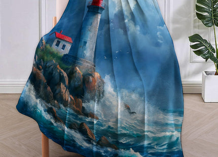 VANZEV Stormy Lighthouse Blanket Gifts for Women, Lighthouse Flannel Blanket, Soft Warm Lightweight Throw Blankets for Bed Couch Home Travel Decor 50" x 60"
