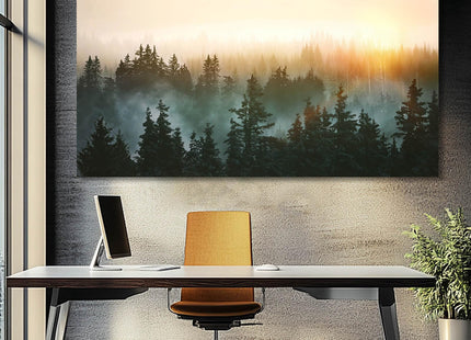 SDYA Canvas Wall Art Sunrise Forest Nature Painting Wall Decor for Bedroom Living Room Office Home Decor Wall Art 48x24 Inches