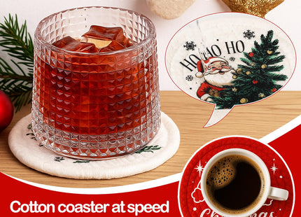 Leinuosen 6 Pcs Christmas Coasters, Cotton Xmas Snowman Cup Mats