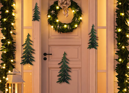 Jetec 4 Pcs Metal Pine Tree Wall Art, 3D Metal Tree Wall Decor, Green
