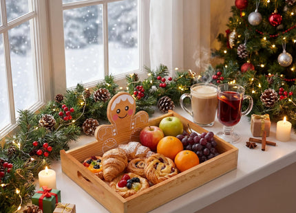 Sliner Christmas Wood Serving Tray with Handles, Gingerbread Man