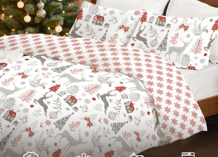 Nayoroom Christmas Comforter Set Queen Size - Reversible Christmas Bedding Comforter Set with White Forest Red Snowflake Pattern, 3 Pieces Xmas Theme Holiday Bedding Gifts for Women Men