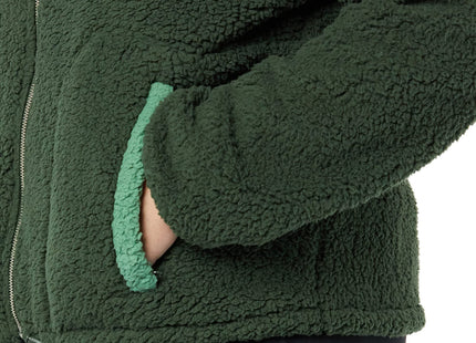 Amazon Essentials Women's Long Sleeve Fleece Zip-Up Sherpa Lined Jacket with Stand Neck, Dark Green Sage Green Shearling, XX-Large