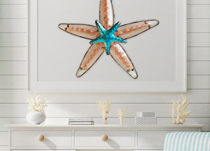 JOYBEE HOME&GARDEN Metal Starfish Wall Decor, Sea Life Coastal Decorations 13.25 inch Starfish Wall Art(Apricot)