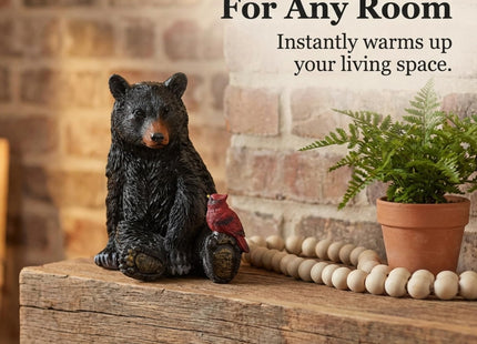 The Bridge Collection Black Bear and Cardinal Friend Figurine
