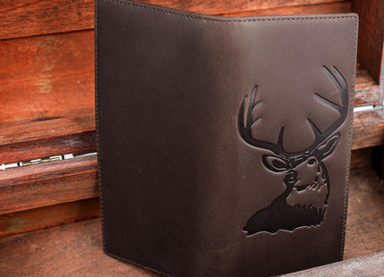 DK86 Deer Long Wallet For Men Full Grain Leather Rfid Blocking Rodeo Wallet Bifold Wallet Deer Wallet, Coffee