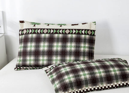 Junsey Rustic Bear Quilts Set Twin Size,Lightweight Plaid Bedspread Coverlet Rustic Lodge Bedding Forest Tree Bed Sheet with Pillswshams