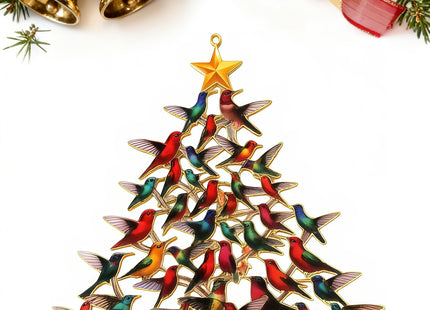 Stacked Hummingbird Christmas Decorations Hummingbird Christmas Ornament, 2D Laser-Cut Iron Metal Decor for Holiday