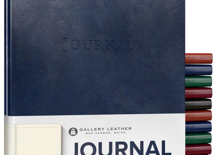 Gallery Leather Journal - Crafted in Maine, USA - Elegant Leather Writing Notebook with 192 Lined Pages - A Timeless Space for Your Thoughts - Acadia Navy, 9.75x7.5, Large Lined