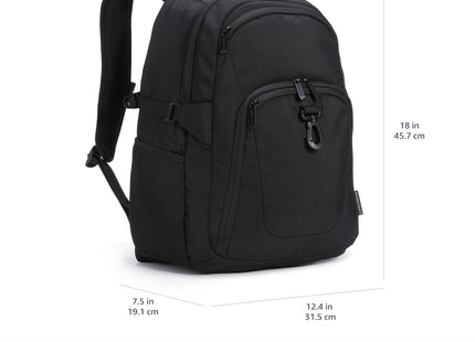 Amazon Basics Travel Laptop Backpack with Multiple Pockets and Compartments for 15.6 inch Laptop, Water Resistant, Spacious with Padded Shoulder Straps, Black