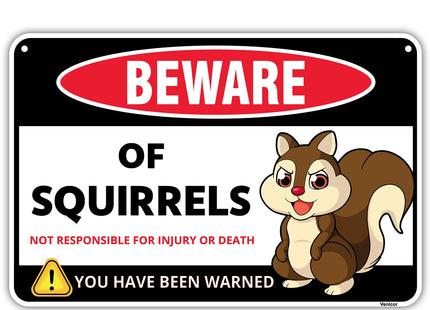 Venicor Squirrel Decor Sign - 8 x 12 Inches - Aluminum - Funny Squirrel Gifts for Squirrel Lovers - Squirrel Stickers Call Stuffed Plush