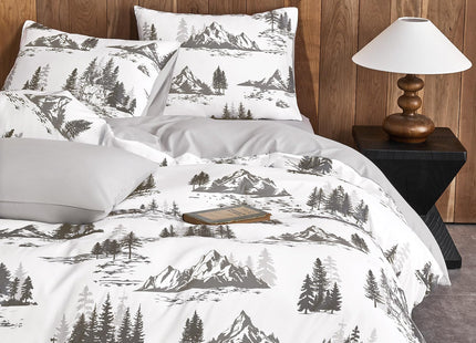 Wake In Cloud Rustic Comforter Set, Grey White, Queen