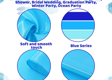 Windkream 12 Pcs Blue Series Satin Table Runner Coastal Party Decorations