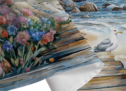 Nautical Coastal Lighthouse Shower Curtain, Boho Ocean Beach Lighthouse Seascape Beachy Abstract Shower Curtain Set, Seasides Sailboat Seagull Fabric Shower Curtain for Bathroom 12 Hooks, 72"×72" Blue