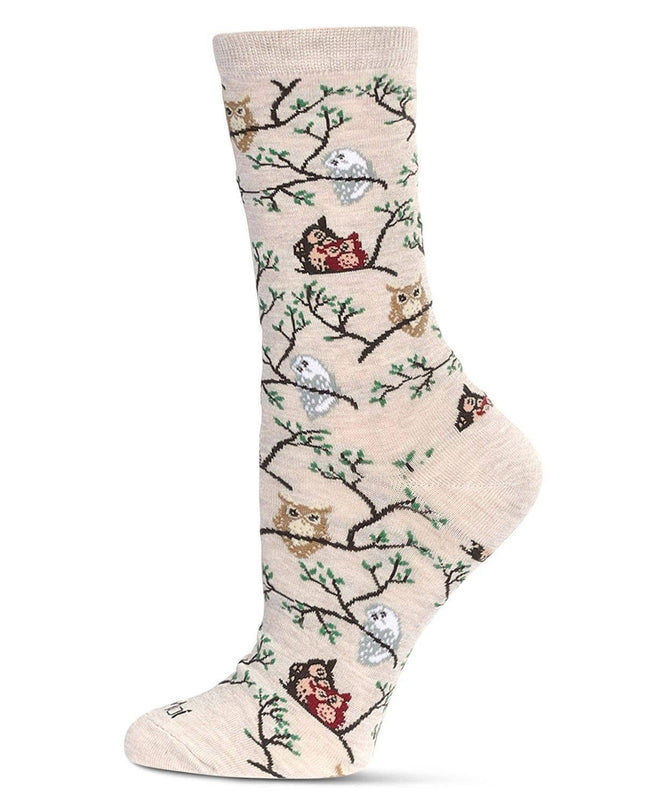 Women's Owls Bamboo Crew Socks 9-11