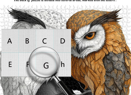 Yin Yang Owl Jigsaw Puzzle 1000 Pieces for Adults,Unique Bird Jigsaw Puzzle Features Dual Owl Balance, Black and White Animal Puzzle,Impossible Owl Home Wall Decor