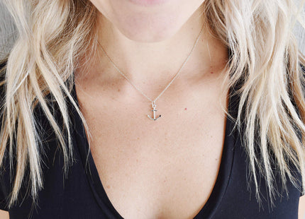 Dote Dainty Anchor Pendant Genuine .925 Sterling Silver Necklace 16-18" Adjustable Chain