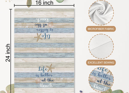 XNXLDYLH Coastal Beach Kitchen Towels and Dishcloths Sets of 2, Beachy Decor, Nautical Themen Bathroom Decor Dish Hand Tea Towels for Bathroom Kitchen, Beach Gifts for Women, 16x24 Inch