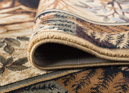 Fern Bear Beige 5x7 Area Rug Cabin for Living Room - Bedroom or DiningRoom - Lodge, Novelty Farmhouse Style Bear Figure Rustic Indoor Carpet
