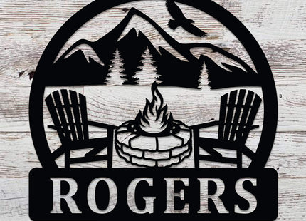 Personalized Campfire Family Name Sign/Metal Wall Decor/Monogram Name Camping Sign/Home Decor/Personalized Outdoor Decor