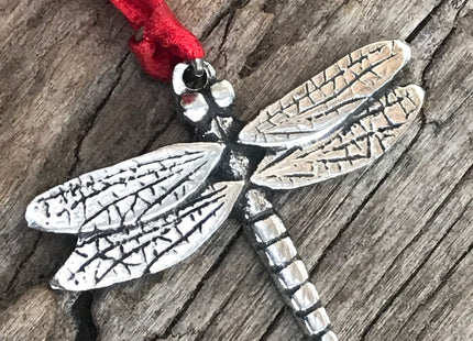 Pewter Dragonfly Fairy Christmas Ornament and Holiday Decoration