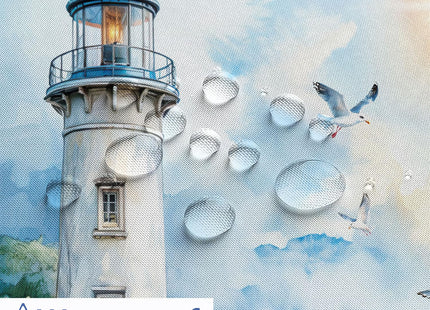 Nautical Coastal Lighthouse Shower Curtain, Boho Ocean Beach Lighthouse Seascape Beachy Abstract Shower Curtain Set, Seasides Sailboat Seagull Fabric Shower Curtain for Bathroom 12 Hooks, 72"×72" Blue