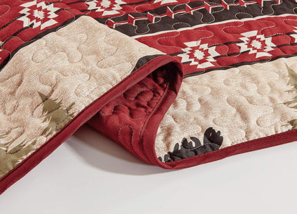 Rugs 4 Less Rustic Western Southwestern Quilt Bedspread Set with Native American Designs Grizzly Bears and Moose Roaming the Great American Outdoors Pine Forest (Forest Bear - King/Cal-King)