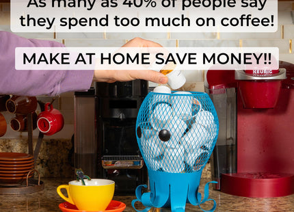 Made Easy Kit Coffee Pod Basket Organizer Practical Decoration - Compatible with Keurig K-Cup Pods & Capsules - Home Cafe Bar Decor Useful Kitchen Countertop Freestanding (Octopus)