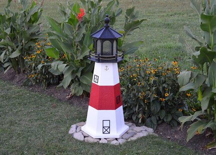 Amish-Made Montauk, NY Replica Outdoor Lighthouse with Solar LED Light, 39" Tall