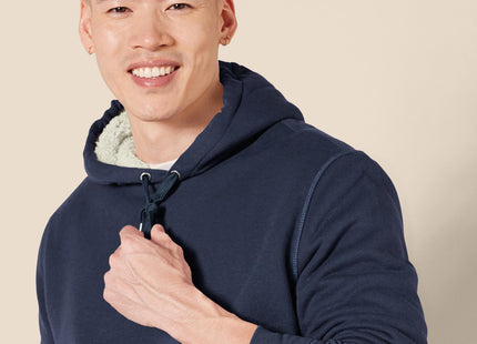 Amazon Essentials Men's Regular Fit Sherpa-Lined Pullover Hoodie, Navy, Large