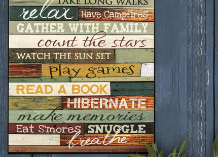 P. Graham Dunn Cabin Rules Colorful Distressed Wood 16 x 12 Wood Wall Art Sign Plaque