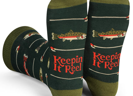 Keepin It Reel Fish Socks Funny Fishing Gift for Men & Anglers Outdoors